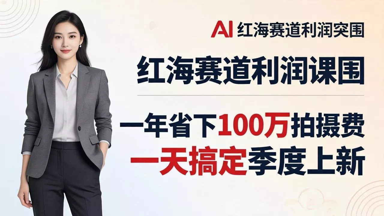 服装老板AI模特图课:一年省下100万拍摄费,一天搞定季度上新,红海赛道利润突围 服装老板AI模特图课:一年省下100万拍摄费,一天搞定季度上新,红海赛道利润突围