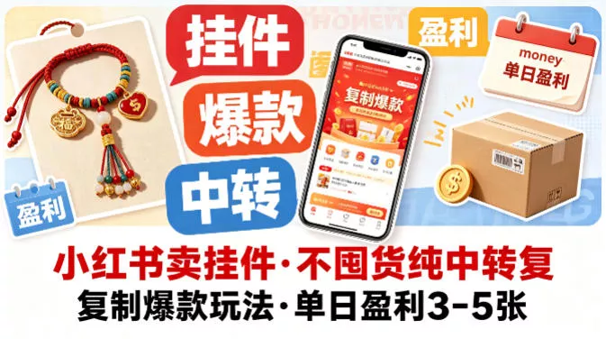 小红书卖挂件,不囤货纯中转复制爆款玩法,单日盈利3-5张 小红书卖挂件,不囤货纯中转复制爆款玩法,单日盈利3-5张