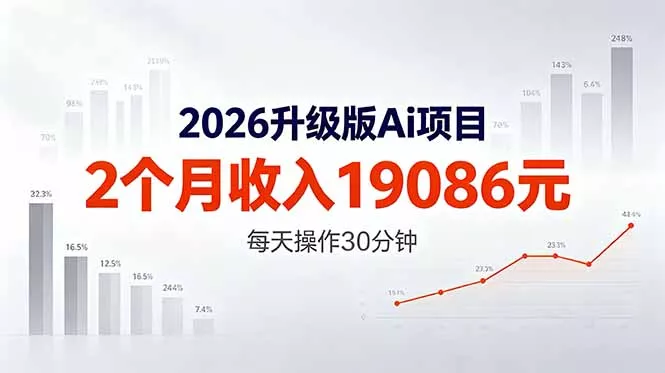 2026升级版Ai任务，2个月收入19086元，熟练后每天操作30分钟！ - 项目资源网