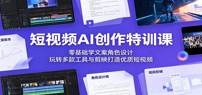 短视频AI创作特训课：零基础学文案角色设计，玩转多款工具与剪映打造优质短视频 - 项目资源网