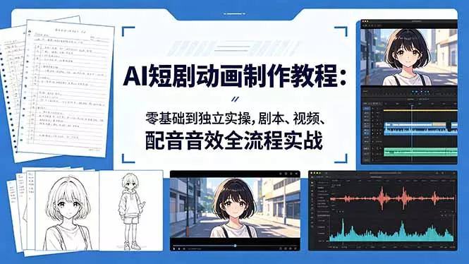 AI短剧动画制作教程:零基础到独立实操,剧本、视频、配音音效全流程实战 AI短剧动画制作教程:零基础到独立实操,剧本、视频、配音音效全流程实战