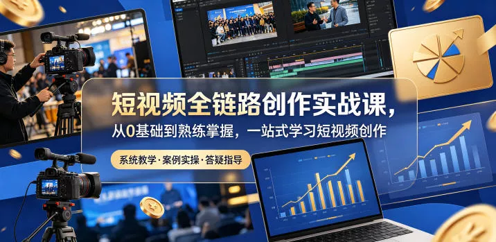 短视频全链路创作实战课,从0基础到熟练掌握,一站式学习短视频创作 短视频全链路创作实战课,从0基础到熟练掌握,一站式学习短视频创作