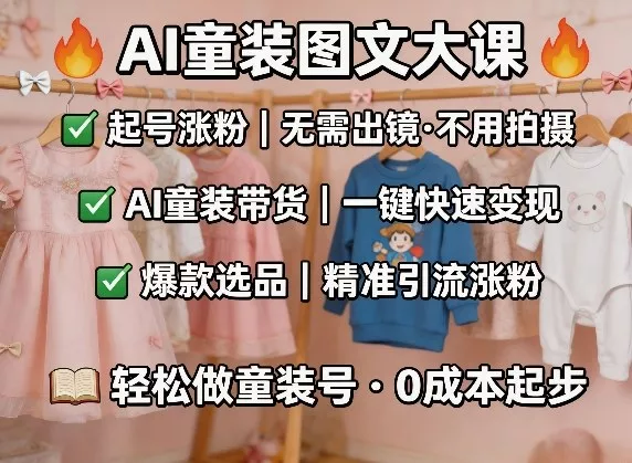 AI童装图文剪辑,某社群童装图文大课,起号涨粉、AI童装带货、爆款选品,无需出镜和拍摄 AI童装图文剪辑,某社群童装图文大课,起号涨粉、AI童装带货、爆款选品,无需出镜和拍摄