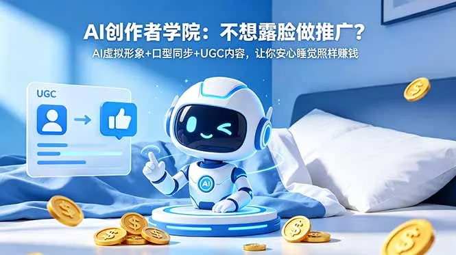AI创作者学院：不想露脸做推广？AI虚拟形象+口型同步+UGC内容，让你安心睡觉照样赚钱 - 项目资源网