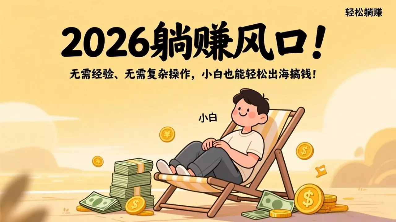 2026躺赚风口！无需经验、无需复杂操作，小白也能轻松出海搞钱！ - 项目资源网
