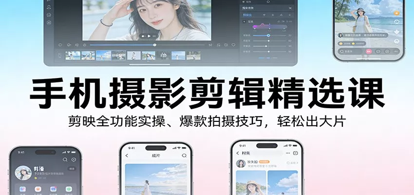 手机摄影剪辑精选课：剪映全功能实操、爆款拍摄技巧，轻松出大片 - 项目资源网