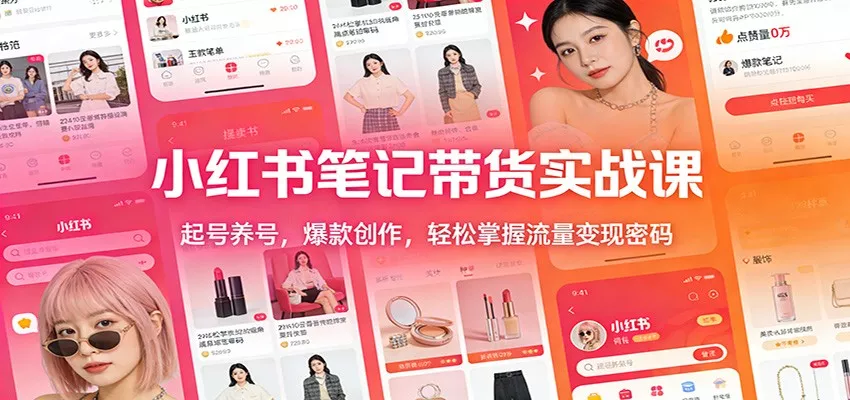 小红书笔记带货实战课：起号养号，爆款创作，轻松掌握流量变现密码 - 项目资源网