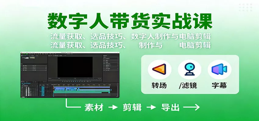 数字人变现实战课：流量获取、选品技巧、数字人制作与电脑剪辑 - 项目资源网
