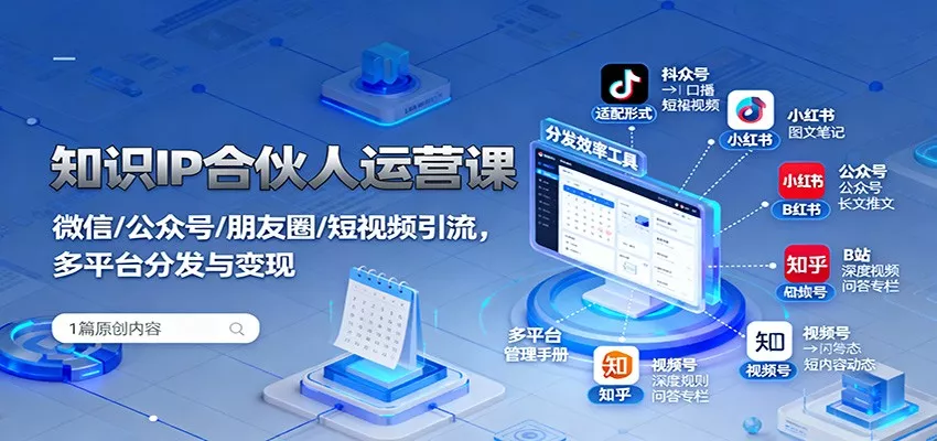 知识IP合伙人运营课：微信/公众号/朋友圈/短视频引流，多平台分发与变现 - 项目资源网