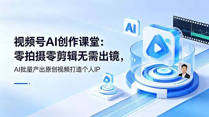 视频号AI创作课堂:零拍摄零剪辑无需出镜,AI批量产出原创视频打造个人IP 视频号AI创作课堂:零拍摄零剪辑无需出镜,AI批量产出原创视频打造个人IP