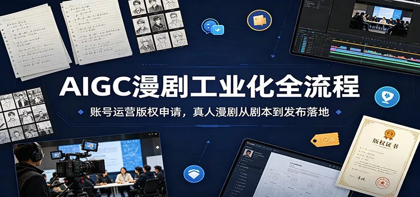 AIGC漫剧工业化全流程：账号运营版权申请，真人漫剧从剧本到发布落地 - 项目资源网