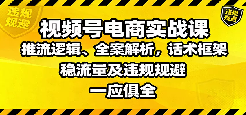 视频号电商实战课：推流逻辑、全案解析，话术框架，稳流量及违规规避等 - 项目资源网