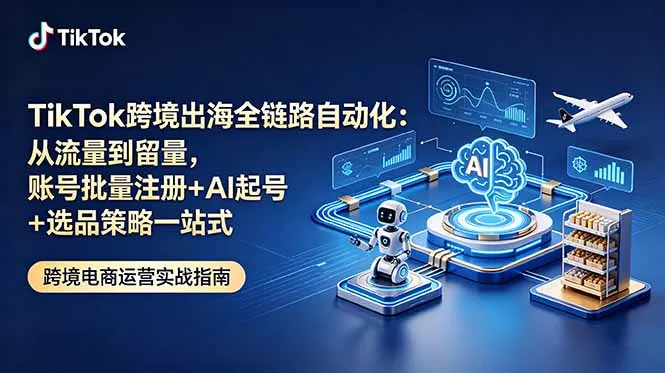 TikTok跨境出海全链路自动化：从流量到留量，账号批量注册+AI起号+选品策略一站式 - 项目资源网
