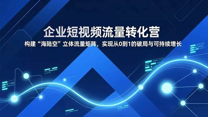 企业短视频流量转化营,构建“海陆空”立体流量矩阵,实现从0到1的破局与可持续增长 企业短视频流量转化营,构建“海陆空”立体流量矩阵,实现从0到1的破局与可持续增长