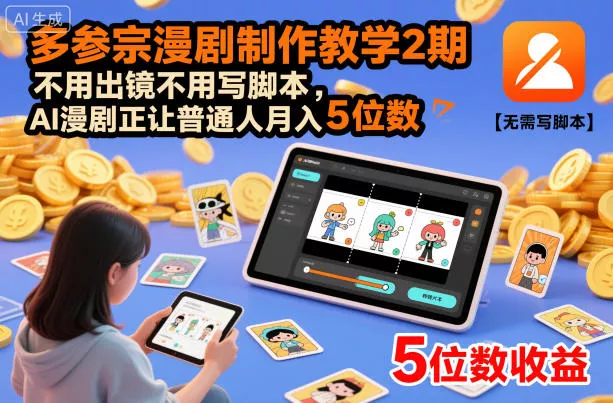 多参宗漫剧制作教学2期,不用出镜不用写脚本,AI漫剧正让普通人月入5位数(更新) 多参宗漫剧制作教学2期,不用出镜不用写脚本,AI漫剧正让普通人月入5位数(更新)