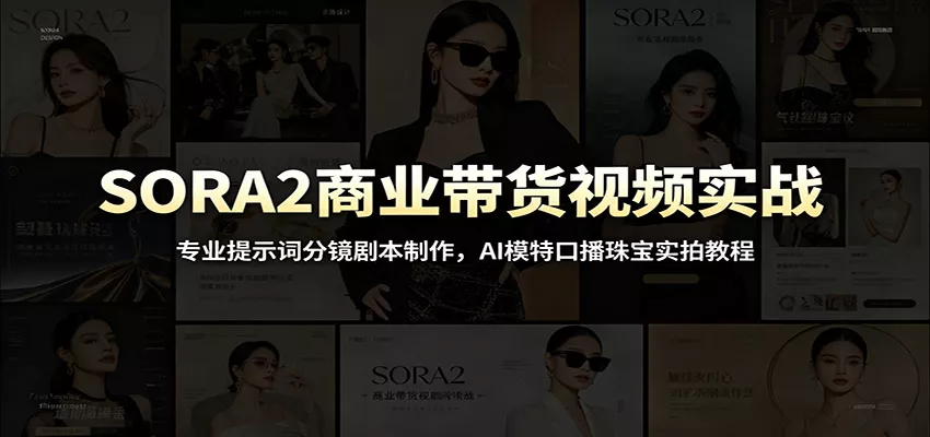 SORA2商业带货视频实战：专业提示词分镜剧本制作，AI模特口播珠宝实拍教程 - 项目资源网