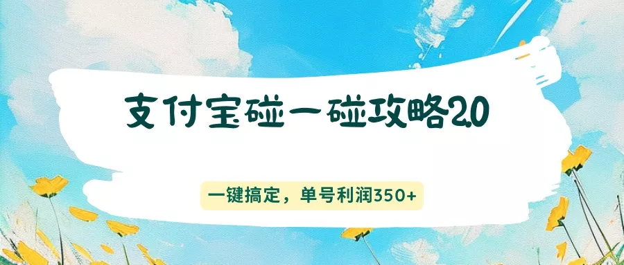 支付宝碰一碰攻略2.0，一键搞定，单号利润350+ - 项目资源网