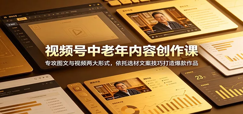 视频号中老年内容创作课：专攻图文与视频两大形式，依托选材文案技巧打造爆款作品 - 项目资源网