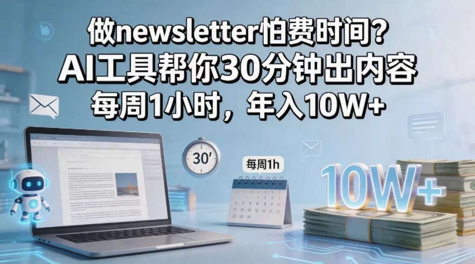 做newsletter怕费时间?AI工具帮你30分钟出内容,每周1小时,年入10W+!【原创双语字幕】 做newsletter怕费时间?AI工具帮你30分钟出内容,每周1小时,年入10W+!【原创双语字幕】