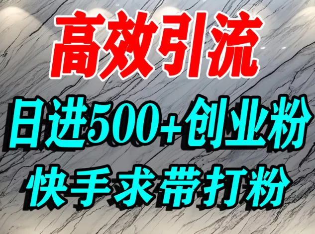 怎么打创业粉？快手求带视角精准引流创业粉，宝妈、学生群体日进500+精准流量 - 项目资源网