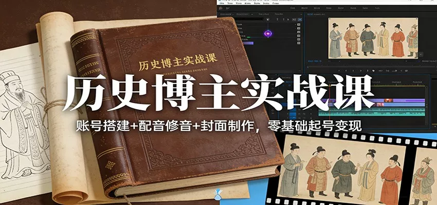 历史博主实战课：账号搭建+配音修音+封面制作，零基础起号变现 - 项目资源网