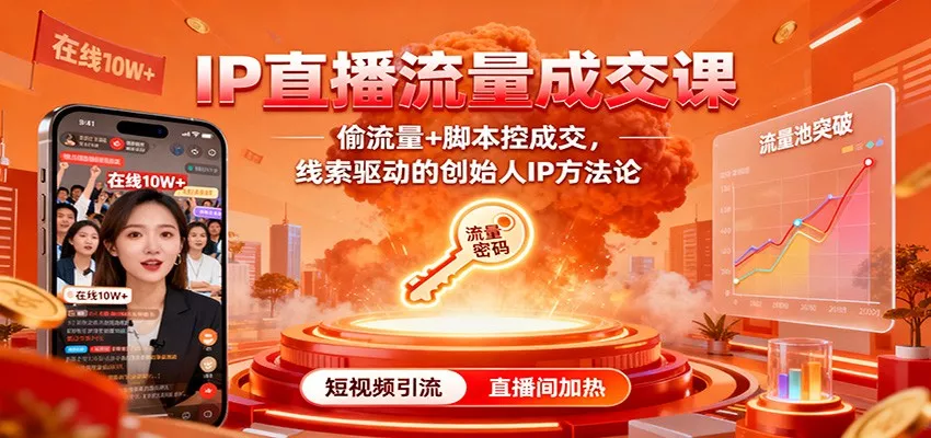 IP直播流量成交课：偷流量+脚本控成交，线索驱动的创始人IP方法论 - 项目资源网