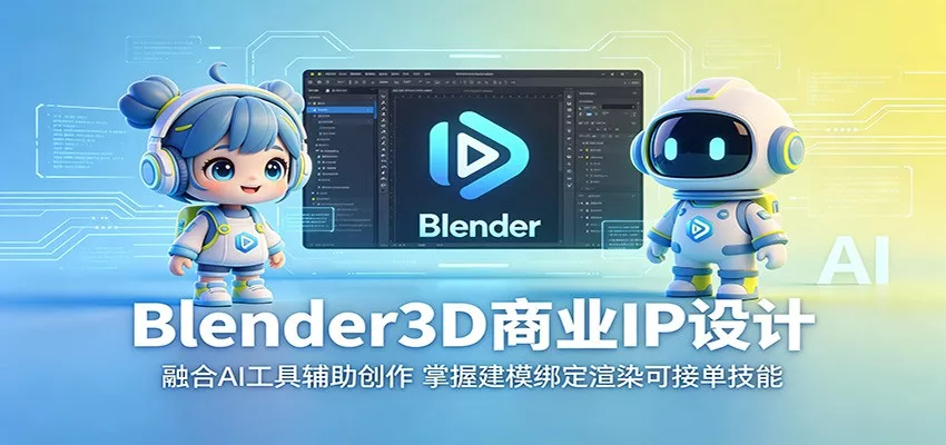 Blender3D商业IP设计：融合AI工具辅助创作，掌握建模绑定渲染可接单技能 - 项目资源网