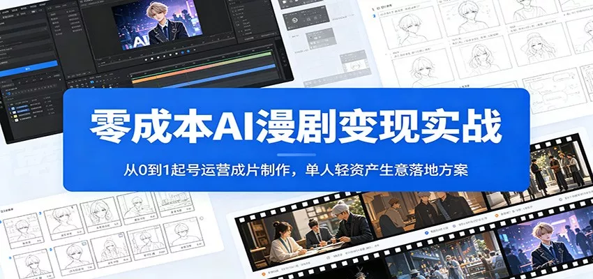 零成本AI漫剧变现实战：从0到1起号运营成片制作，单人轻资产生意落地方案 - 项目资源网