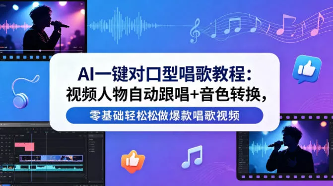 AI一键对口型唱歌教程:视频人物自动跟唱+音色转换,零基础轻松做爆款唱歌视频 AI一键对口型唱歌教程:视频人物自动跟唱+音色转换,零基础轻松做爆款唱歌视频