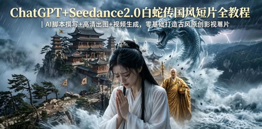 ChatGPT+Seedance2.0白蛇传国风短片全教程|AI脚本撰写+高清出图+视频生成,零基础打造古风原创影视短片 ChatGPT+Seedance2.0白蛇传国风短片全教程|AI脚本撰写+高清出图+视频生成,零基础打造古风原创影视短片