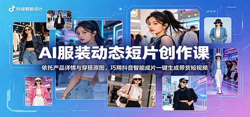 AI服装动态短片创作课:依托产品详情与穿搭原图,巧用抖音智能成片一键生成带货短视频 - 项目资源网