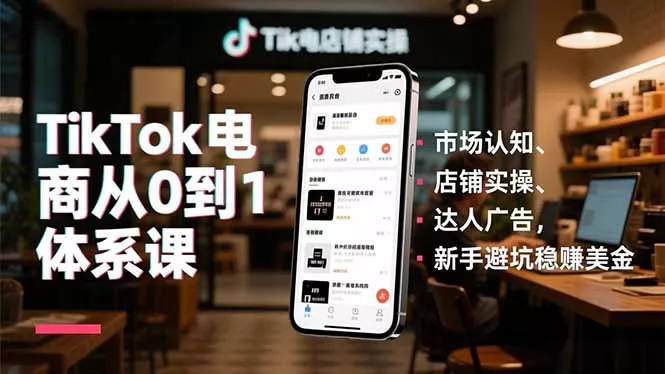 TikTok电商从0到1体系课,市场认知、店铺实操、达人广告,新手避坑稳赚美金 TikTok电商从0到1体系课,市场认知、店铺实操、达人广告,新手避坑稳赚美金