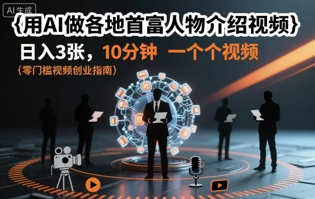 用AI做各地首富人物介绍视频，日入3张，10分钟一个视频 - 项目资源网