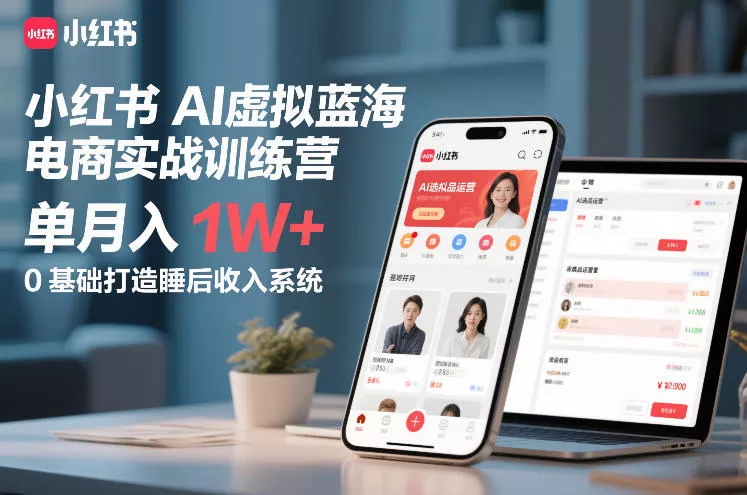 小红书AI虚拟蓝海电商实战训练营,单月入1W+,0基础打造睡后收入系统(更新) 小红书AI虚拟蓝海电商实战训练营,单月入1W+,0基础打造睡后收入系统(更新)