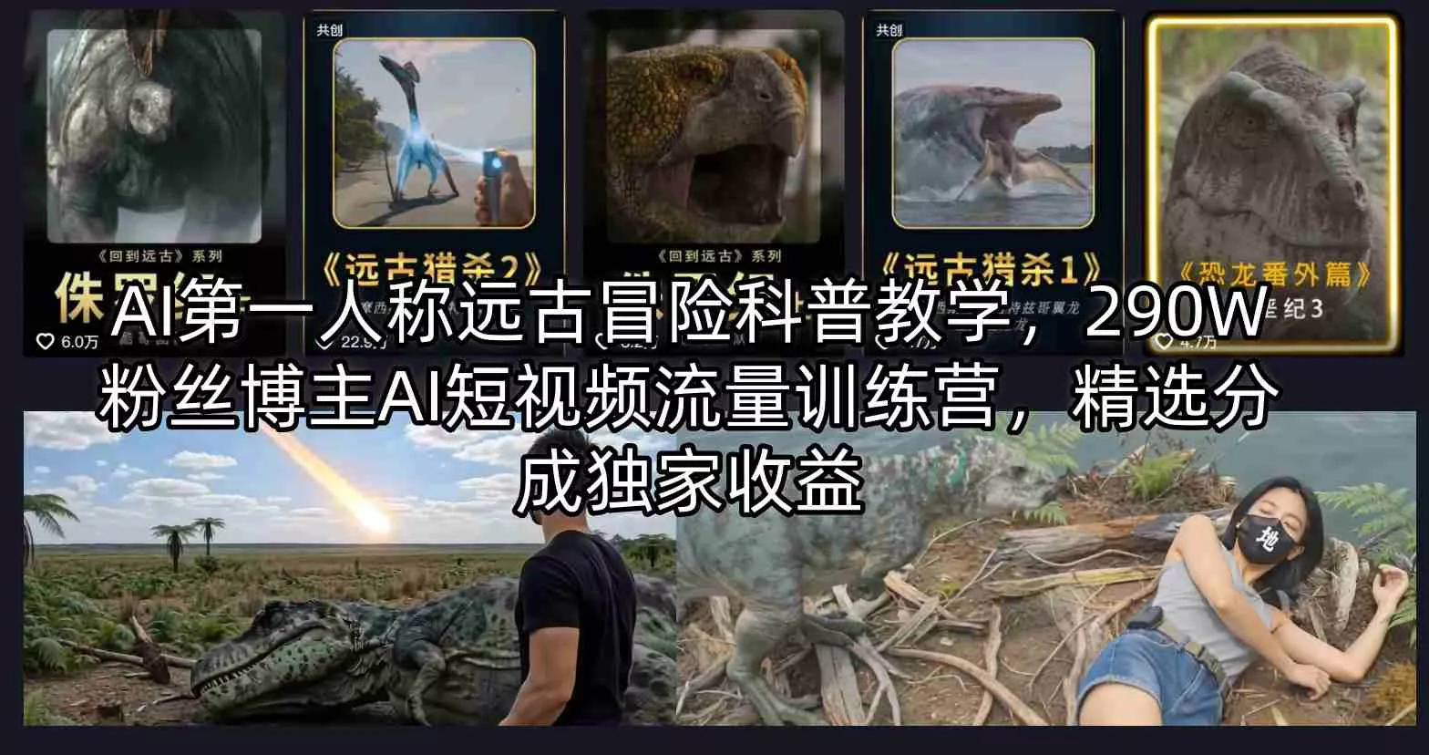 AI第一人称远古冒险科普教学,290W粉丝博主AI短视频流量训练营,精选分成独家收益 AI第一人称远古冒险科普教学,290W粉丝博主AI短视频流量训练营,精选分成独家收益