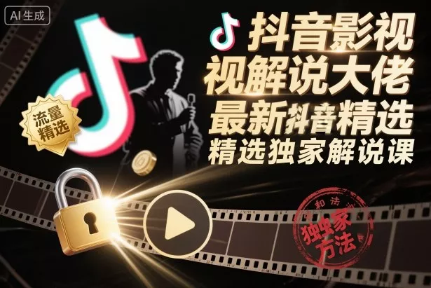 抖音影视解说大佬最新抖音进精选和独家方法，精选独家解说课(更新26年3月) - 项目资源网