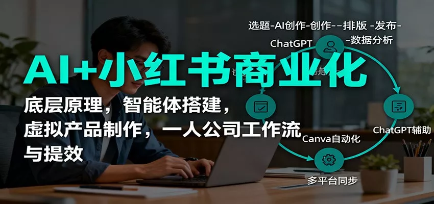 AI+小红书商业化，底层原理，智能体搭建，虚拟产品制作，一人公司工作流与提效 - 项目资源网