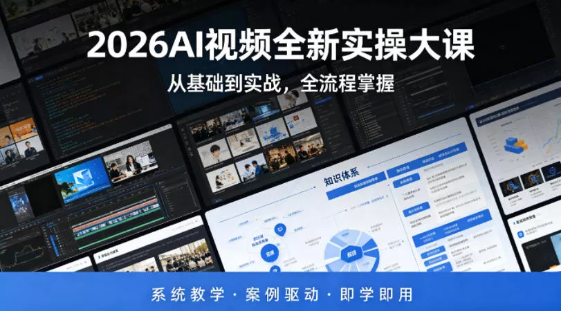 2026AI视频全新实操大课,从基础到实战,全流程掌握,系统教学·案例驱动·即学即用 2026AI视频全新实操大课,从基础到实战,全流程掌握,系统教学·案例驱动·即学即用