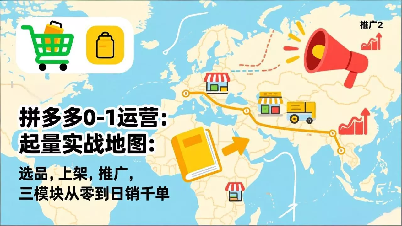 拼多多0-1运营：起量实战地图：选品，上架，推广，三模块从零到日销千单 - 项目资源网