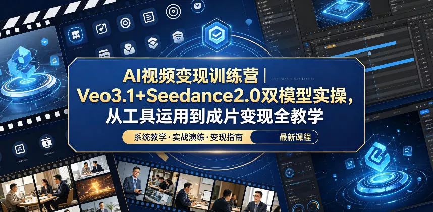 AI视频变现训练营｜Veo3.1+Seedance2.0双模型实操，从工具运用到成片变现全教学 - 项目资源网