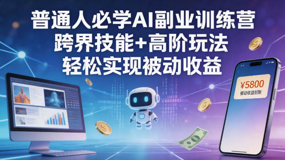 普通人必学AI副业训练营跨界技能+高阶玩法轻松实现被动收益 普通人必学AI副业训练营跨界技能+高阶玩法轻松实现被动收益