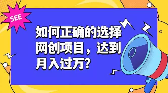 如何正确的选择网创项目，达到月入过万？，本课程教你正确选择项目。 - 项目资源网