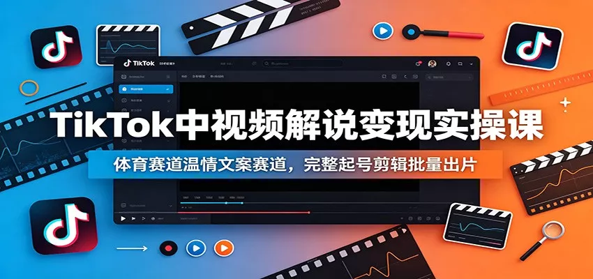 TikTok中视频解说变现实操课：体育赛道温情文案赛道，完整起号剪辑批量出片 - 项目资源网