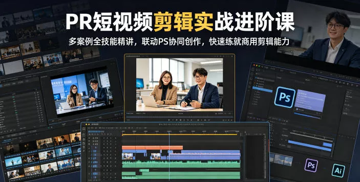 PR短视频剪辑实战进阶课,多案例全技能精讲,联动PS协同创作,快速练就商用剪辑能力 PR短视频剪辑实战进阶课,多案例全技能精讲,联动PS协同创作,快速练就商用剪辑能力