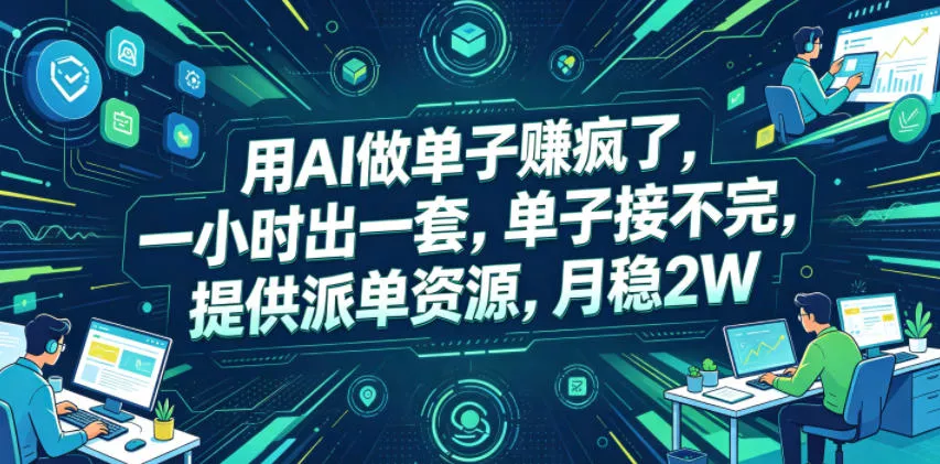 用AI做单子賺疯了,一小时出一套,单子接不完,提供派单资源,月稳2W【揭秘】 用AI做单子賺疯了,一小时出一套,单子接不完,提供派单资源,月稳2W【揭秘】
