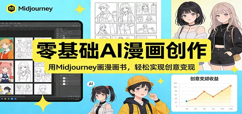 零基础AI漫画创作：用Midjourney画漫画书，轻松实现创意变现 - 项目资源网