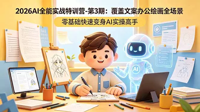 2026AI全能实战特训营-第3期:覆盖文案办公绘画全场景 零基础快速变身AI实操高手 2026AI全能实战特训营-第3期:覆盖文案办公绘画全场景 零基础快速变身AI实操高手