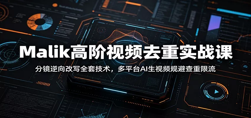 Malik高阶视频去重实战课：分镜逆向改写全套技术，多平台AI生视频规避查重限流 - 项目资源网
