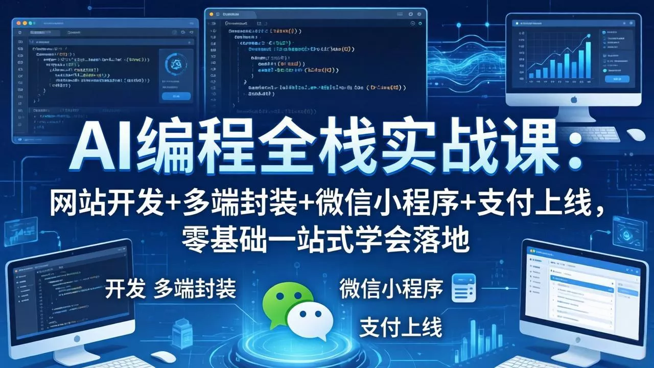 AI编程全栈实战课:网站开发+多端封装+微信小程序+支付上线,零基础一站式学会落地 AI编程全栈实战课:网站开发+多端封装+微信小程序+支付上线,零基础一站式学会落地
