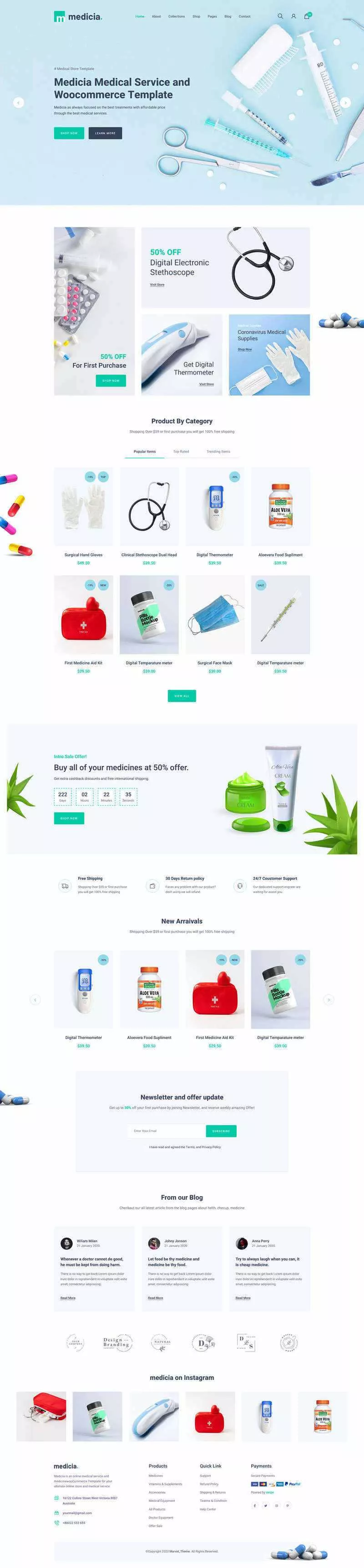 Bootstrap4医疗保健用品电子商务HTML5模板 - 项目资源网
